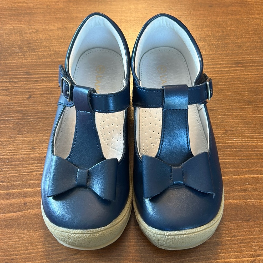 L’Amour Tstrap Maryjane with bow, navy shoe, size 1